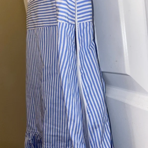 Veronica Beard White Top with Blue Ruffle Mini Dress - Picture 8 of 11